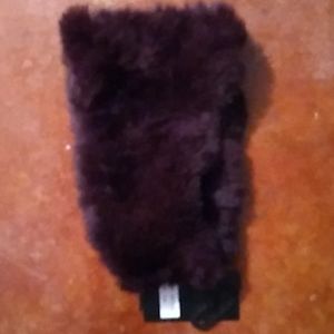 Marc Adler plum rabbit fur head wrap